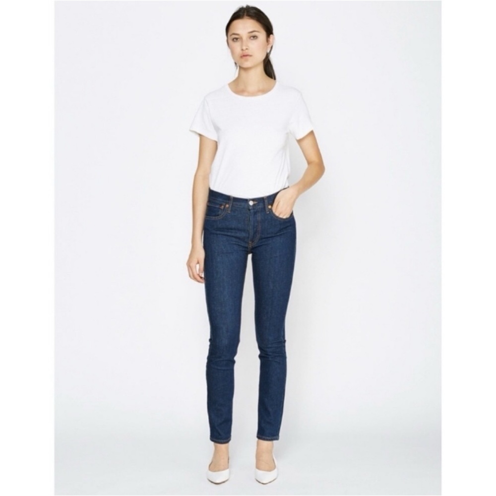 RE/DONE Originals Women's High Rise Ankle Crop Jeans in Rinse Button Fly